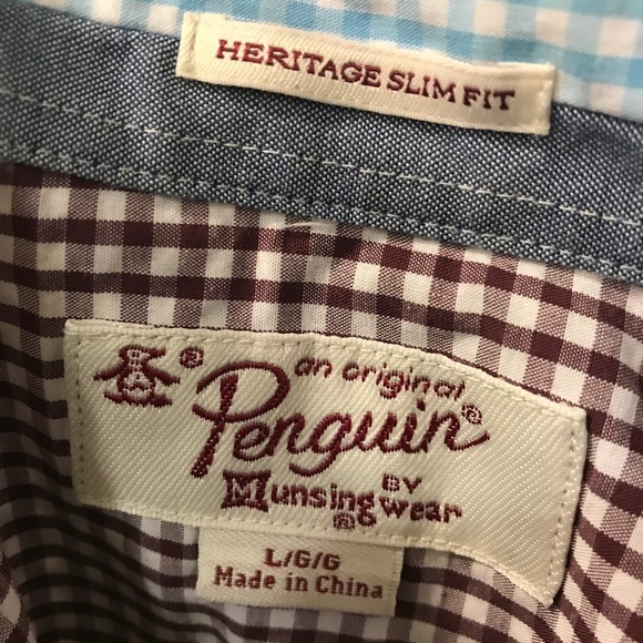Penguin | Men | L | Checkered Shirt | Red & White - Picture 5 of 7